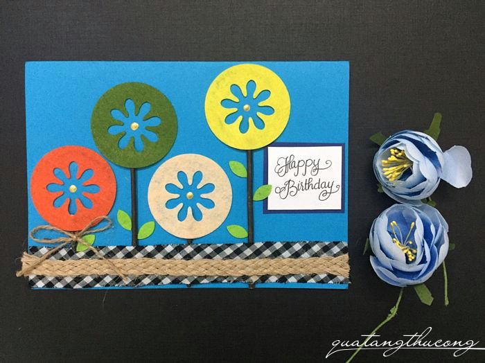 Thiệp hoa cúc Happy birthday mẫu 2